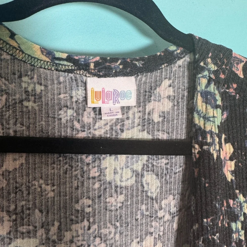 LuLaRoe Black Floral Cozy Duster Sweater - Picture 3 of 5
